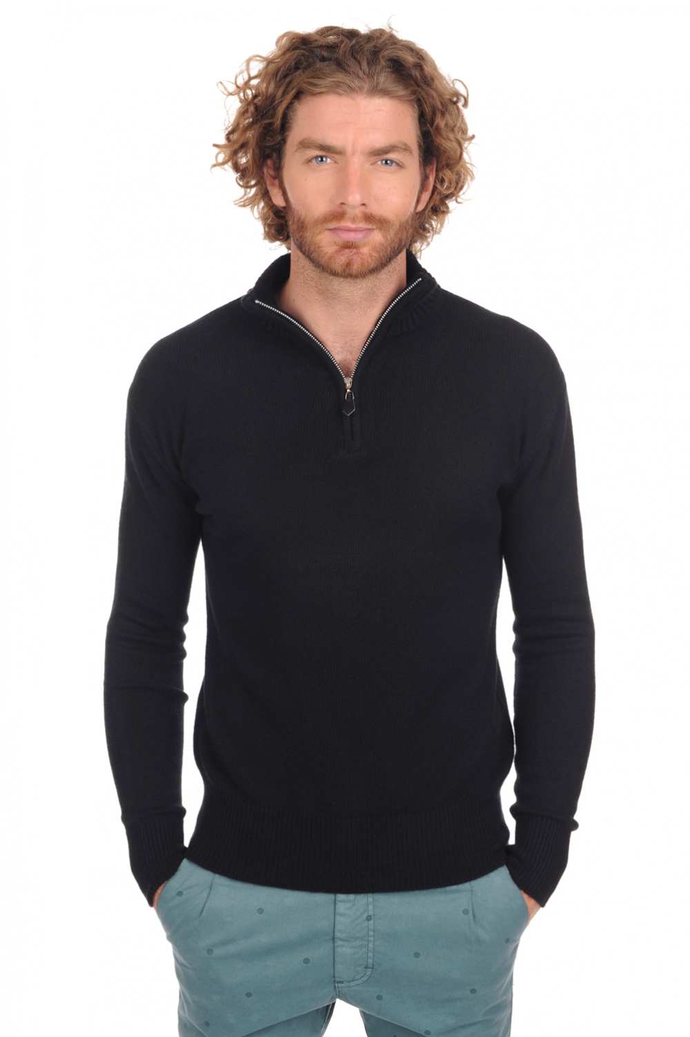 Cashmere men polo style sweaters donovan premium black 3xl