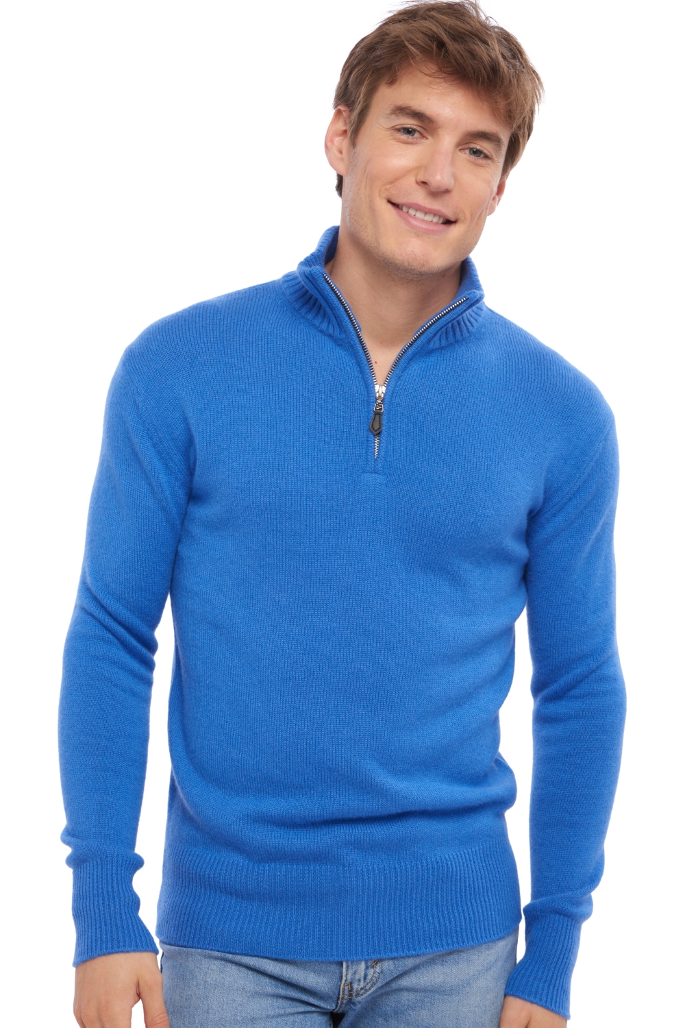 Cashmere men polo style sweaters donovan tetbury blue 3xl