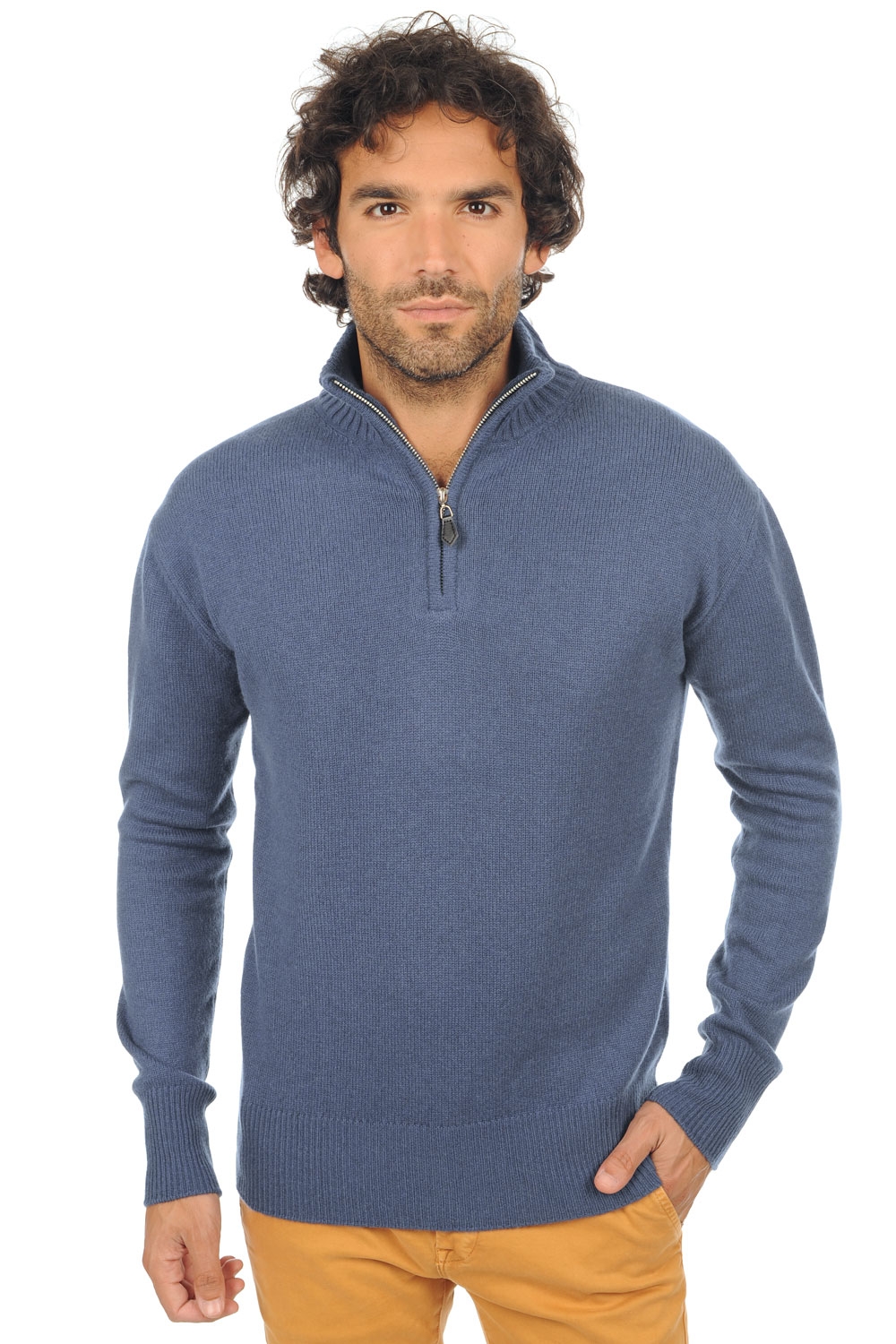 Cashmere men polo style sweaters donovan twilight blue 4xl