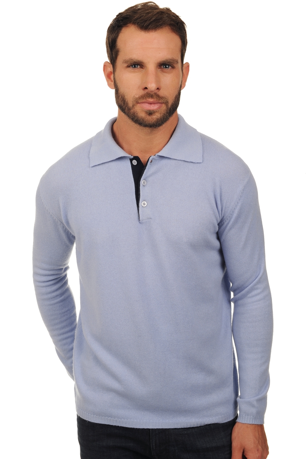 Cashmere men polo style sweaters scott bayou dress blue xs
