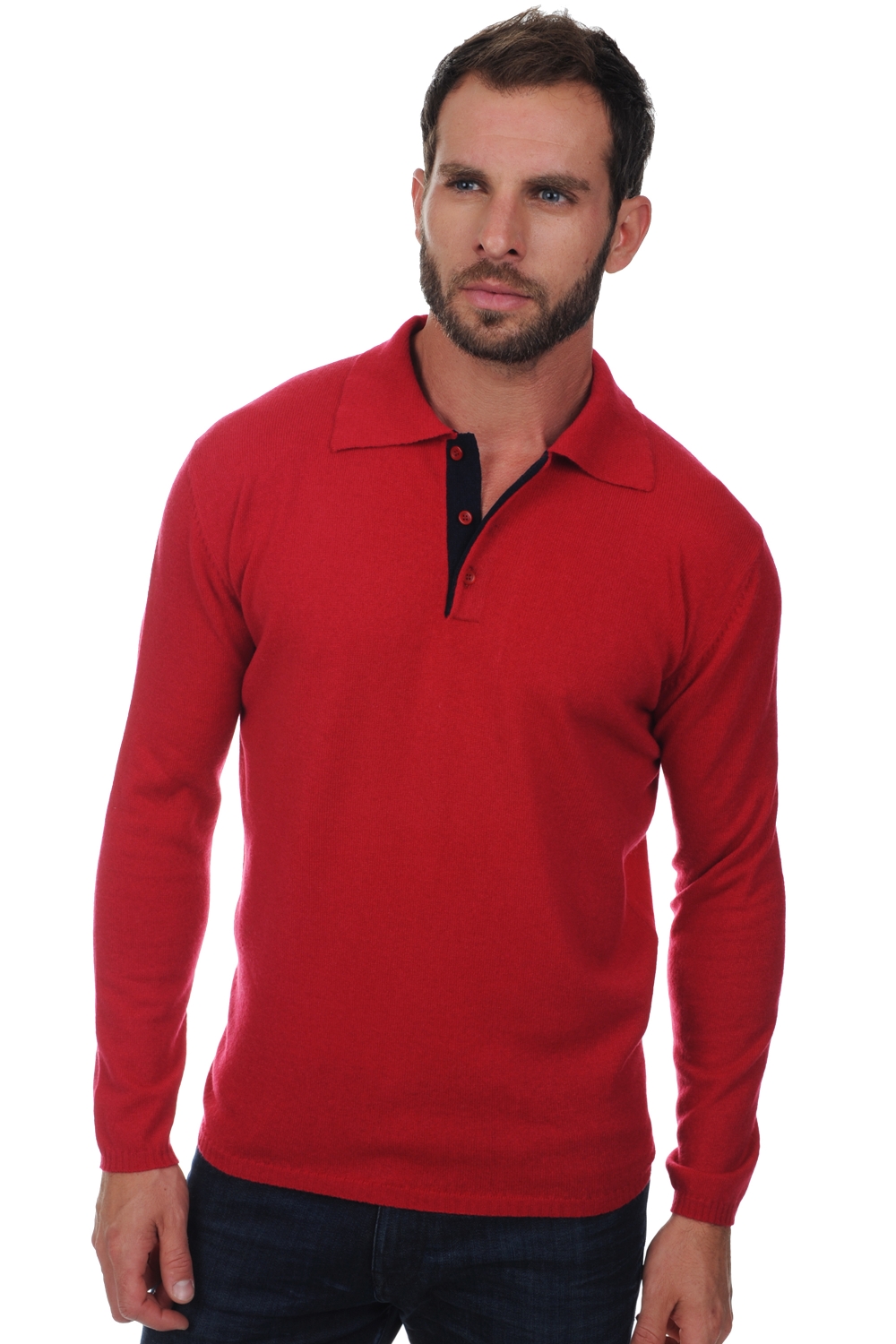 Cashmere men polo style sweaters scott blood red dark navy s