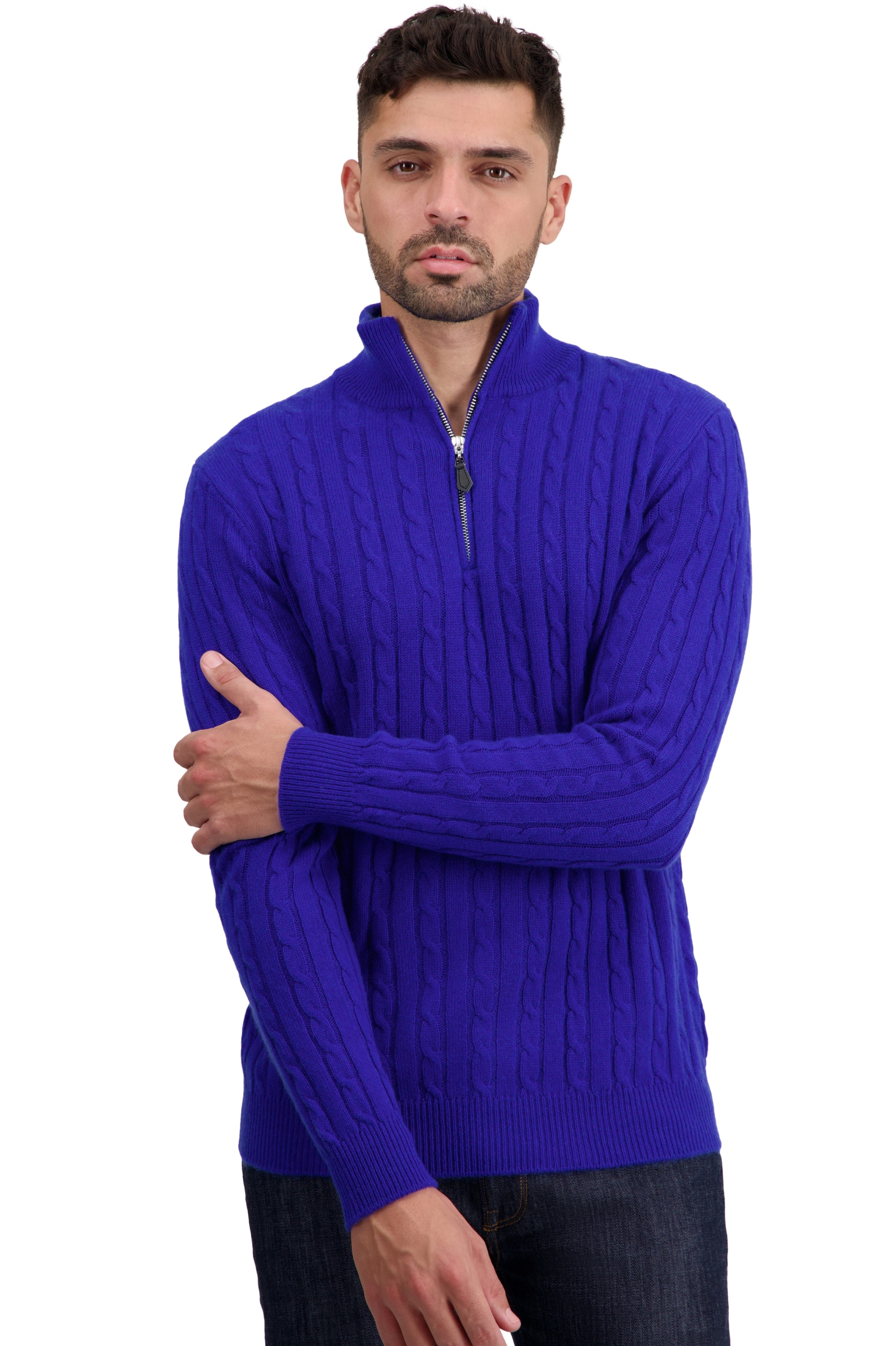 Cashmere men polo style sweaters taurus bleu regata m