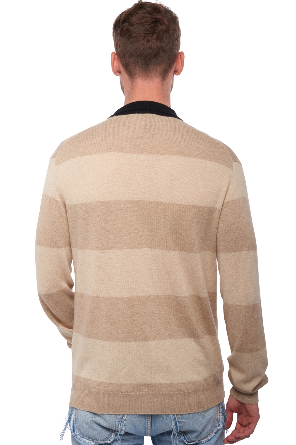 Cashmere men polo style sweaters vecinos natural brown natural beige s