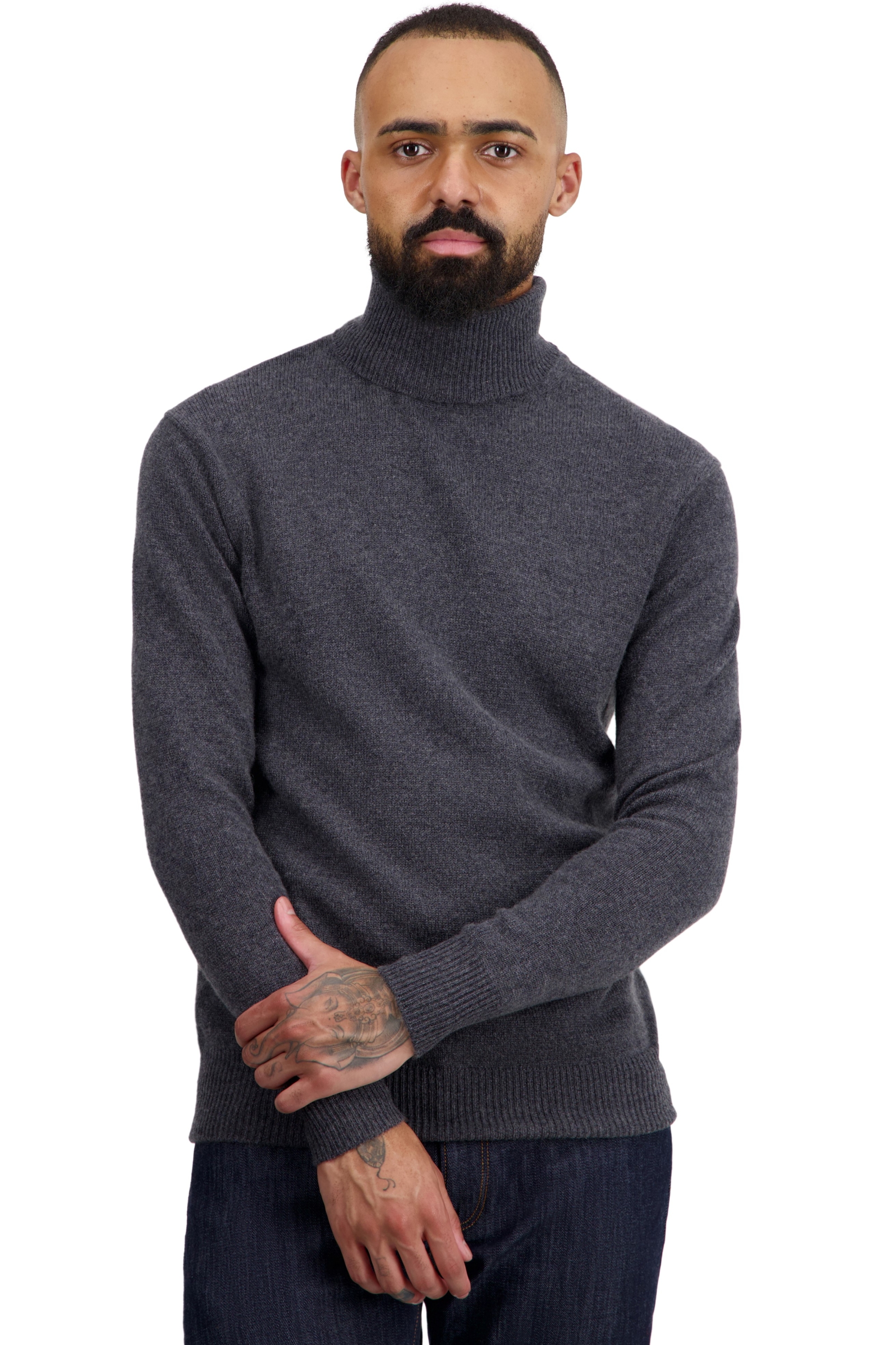 Cashmere men roll neck torino first charcoal marl l