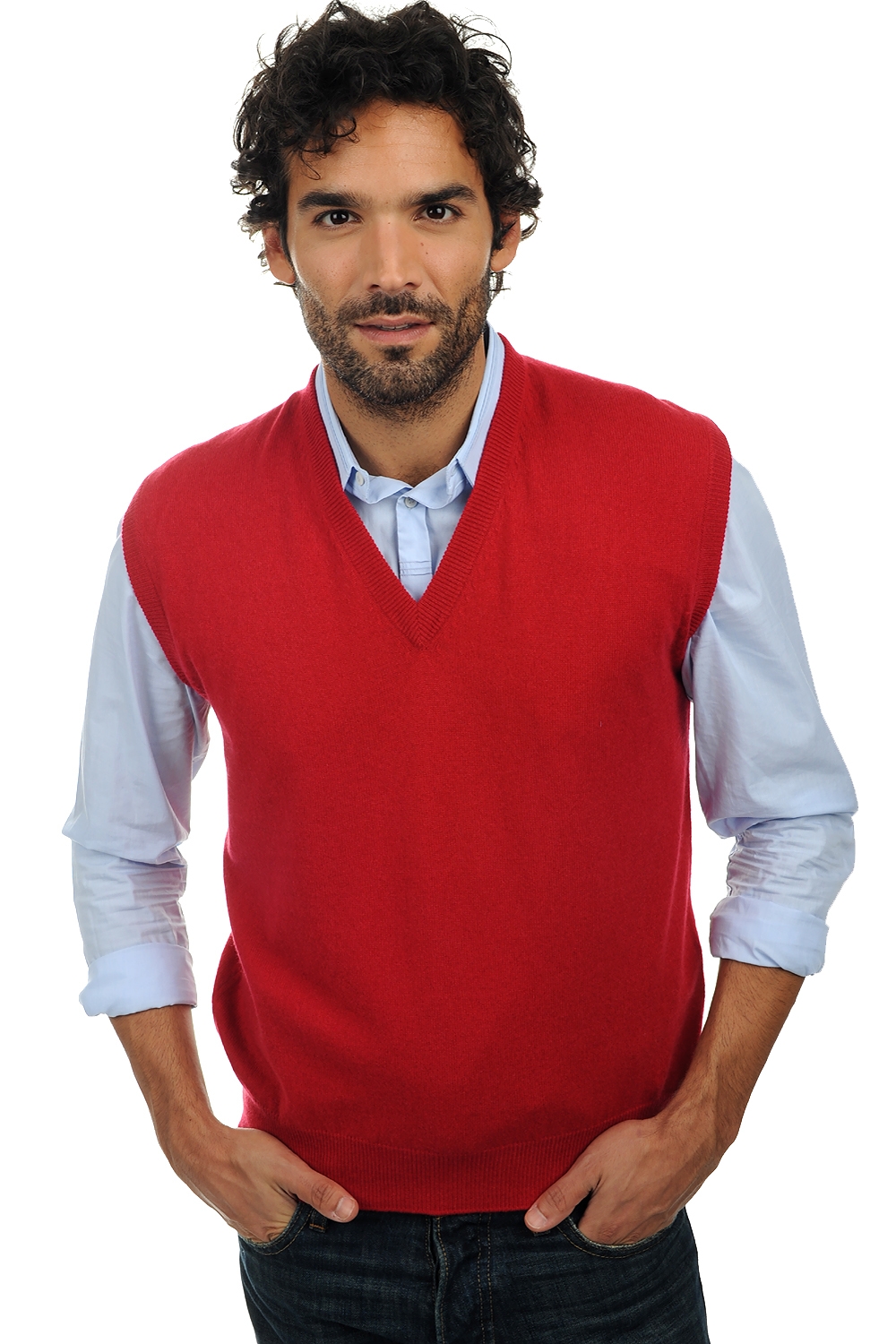 Cashmere men waistcoat sleeveless sweaters balthazar blood red 2xl