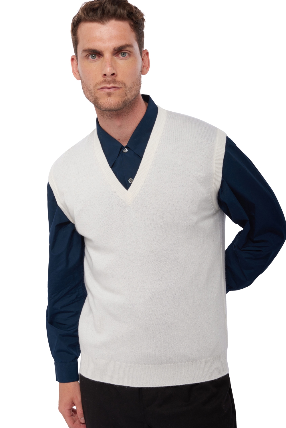Cashmere men waistcoat sleeveless sweaters balthazar off white l