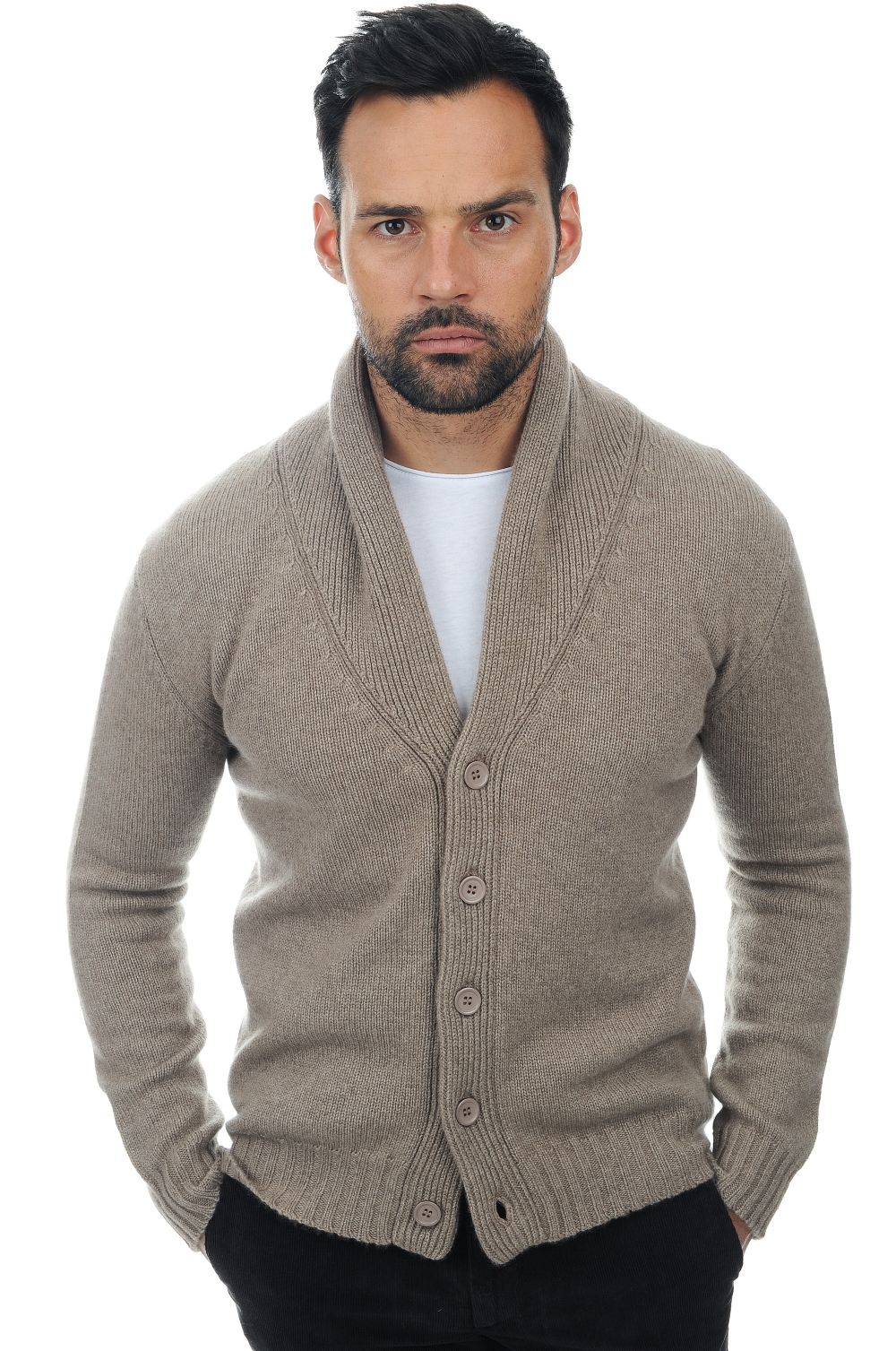 Cashmere men waistcoat sleeveless sweaters jovan natural brown 2xl