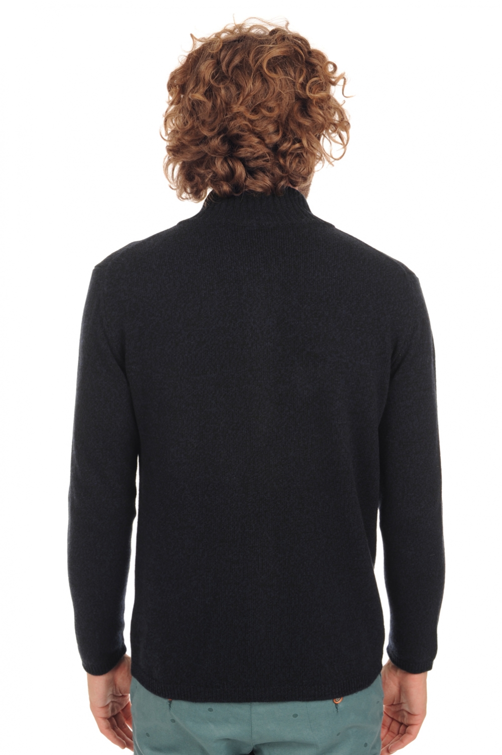 Cashmere men waistcoat sleeveless sweaters oups bleu noir 2xl