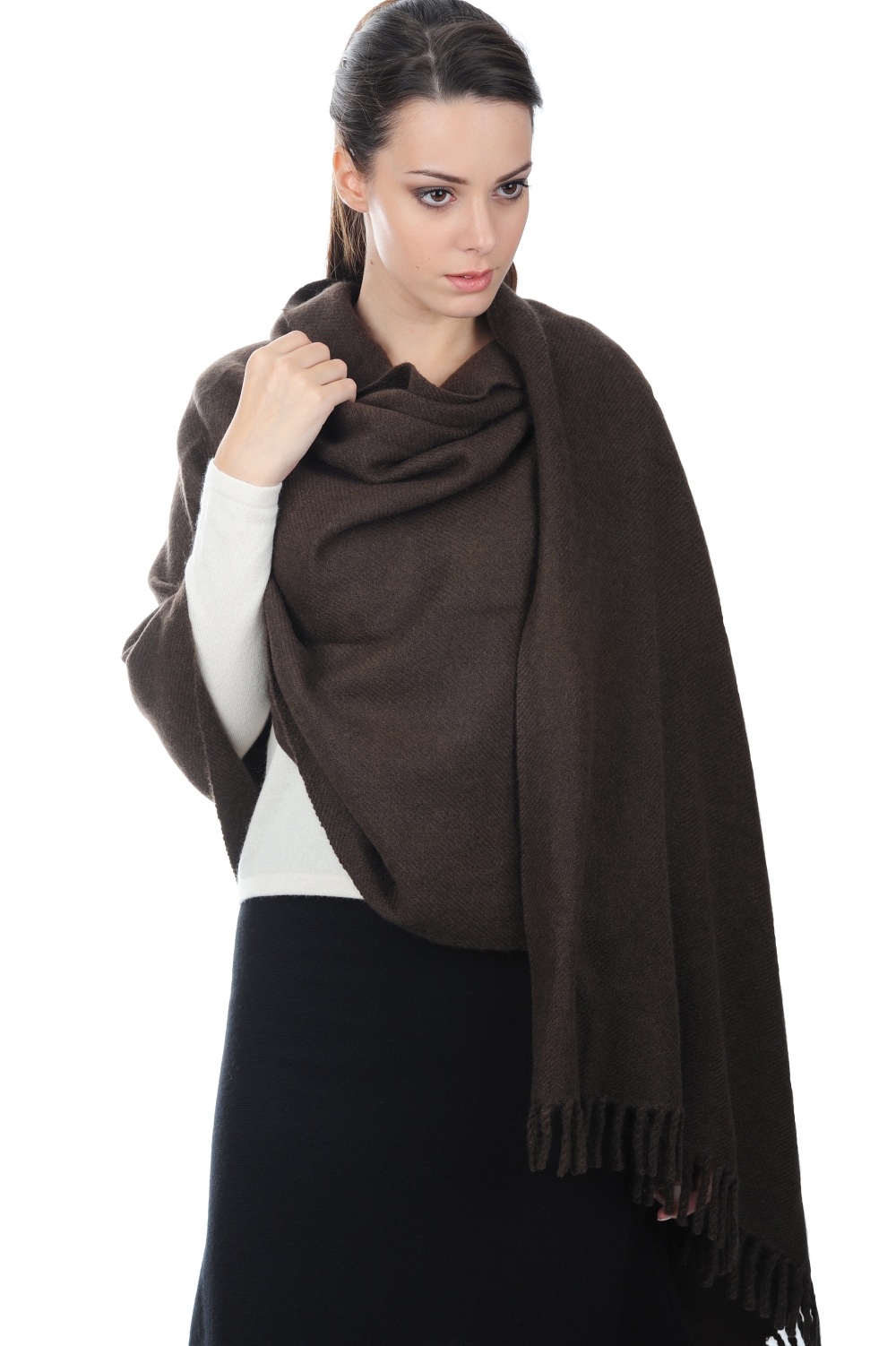 Yak accessories shawls yakniry natural marron 200x90cm